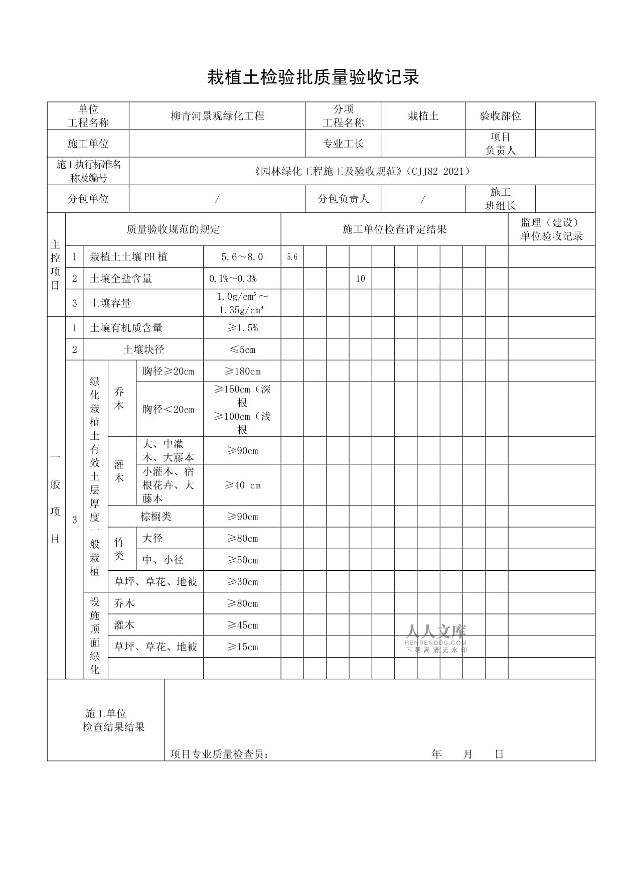 《園林綠化工程施工及驗收規(guī)范》表格3優(yōu)質資料
